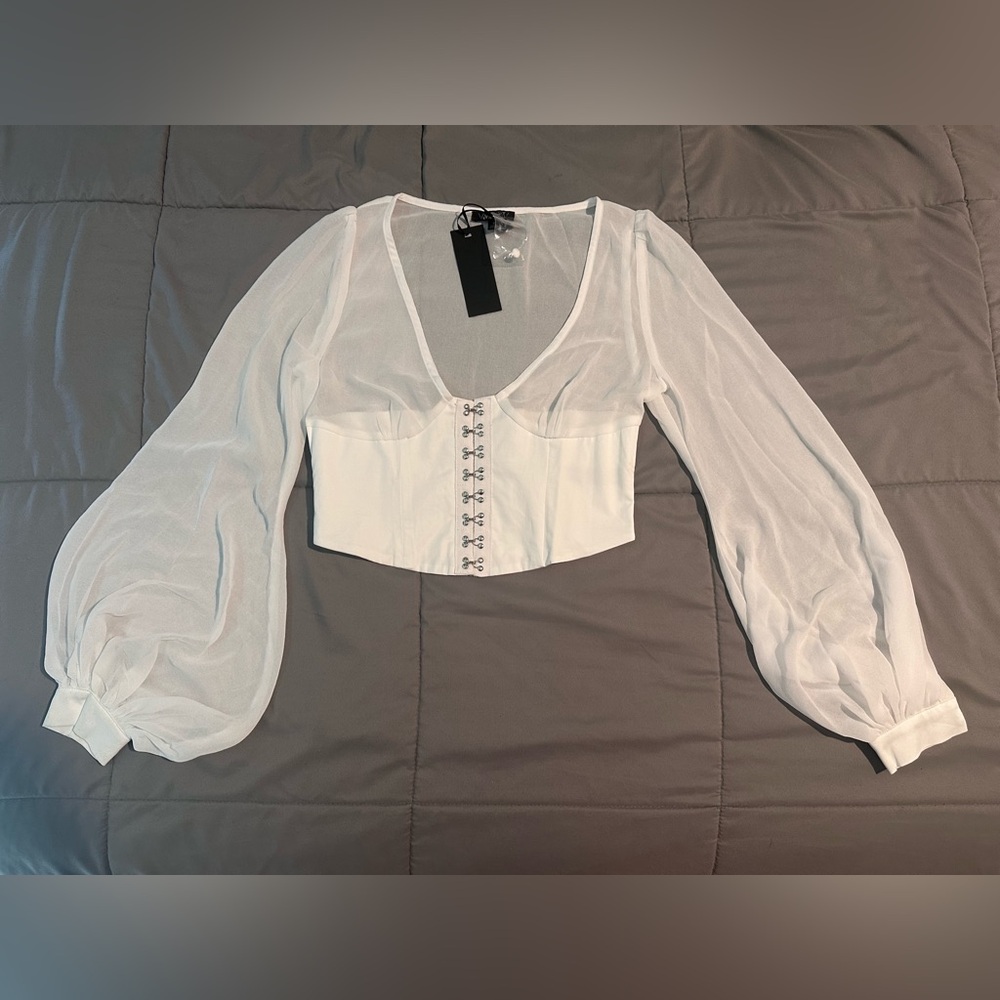 pleasing terrors chiffon blouse in white (small) by Widow, Dolls Kill